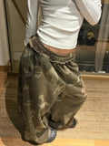 SHOPMOCHO Army Green Camouflage Loose Sweatpants Stylish Street Straight Leg Sweatpants Harajuku Style Hip Hop Y2k Pants Streetwear