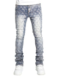 SHOPMOCHO Men's denim fashion personality straight leg men's pants European and American fashion Instagram hot item elastic pearl denim la