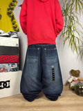 SHOPMOCHO New Retro Blue Gothic Fashion Washed Old Casual Jeans Men Y2K Streetwear Vintage Popular High Waist Baggy Wide-leg Pants