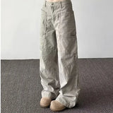 SHOPMOCHO American Retro High Street Pocket Design Jeans Men's Loose Casual Straight Leg Vibe Wide Leg Floor-Length Trendy Pants