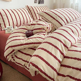 SHOPMOCHO Striped Printed Microfiber Duvet Cover Set Bedding Set, Breathable Lightweight Soft, Fade-Resistant Hypoallergenic Washable