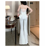 SHOPMOCHO Three-dimensional butterfly jeans with a sense of design, female 2025 summer high waist and slim hip bell bottoms (small)