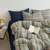 SHOPMOCHO New Washed Super Soft Duvet Cover Set with Bed Sheet Skin-friendly Bedding Set Hygroscopic Breathable Quilt Cover and Pillowcase