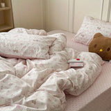 SHOPMOCHO Kids Adult Duvet Cover Set with Bed Flat Sheet Pillowcases Cute Cartoon Single Queen Size Home Hotel Dormity Bedding Set