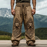 Shopmocho Men's retro Viking Celtic art knot 3D printed casual pants drawstring straight leg pants summer beach pants