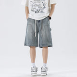 SHOPMOCHO Summer Men's Shorts American Retro Street Hip-hop Y2K Loose Denim Shorts Fashion Casual Splicing Overalls Five-quarter Pants