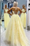 Shopmocho Tulle Spaghetti Straps Prom Dresses Long Lace Appliques Ball Gowns for Women