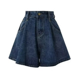 SHOPMOCHO High Waist Wide Leg Short Jeans Women's Summer Thin Loose Slimming A- Line Hot Pants plus Size Cover Hip Versatile Shorts