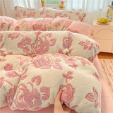 Shopmocho 1pc Super Warm Quilt Cover for Winter Thick Soft Flannel Coral Fleece Duvet Cover 220x240cm Queen Bed Cover (without pillowcase)