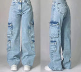 SHOPMOCHO 2025 New American Trend Retro Hip-hop Embroidery Pattern Baggy Jeans For Men And Women Y2K Harajuku Gothic Wide Pants Streetwear