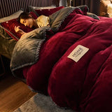 SHOPMOCHO Winter Plush Couple Bed Duvet Cover Bedspreads For Single Double Queen King Bed Velvect Warm Soft Nordic Couple Bed Quilt Cover