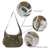 Shopmocho Large Capacity Women's Shoulder Bags Lightweight Nylon Pleated Crossbody Bag Multiple Pockets Hobo Bag For Women Commuting