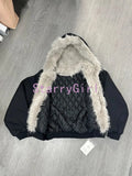 SHOPMOCHOWinter New Elegant Liner Fur Loose Coat Women Y2k Fur Collar Hood Thick Fashion Parkas Casual Outerwear Cotton Padded Jackets