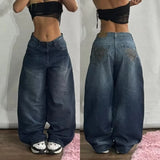 SHOPMOCHO American Vintage New Pattern Printing Black Baggy Jeans Men Y2K Gothic Harajuku Hip Hop Popular Casual Joker Wide-leg Pants