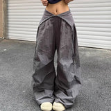 SHOPMOCHO Y2K Cargo Pants Women Streetwear Letter Diamond Baggy Sweatpants Harajuku White Wide Leg Joggers Summer Grunge Casual Trousers