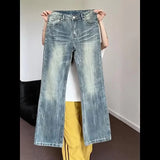 SHOPMOCHO Hiphop Bootcut Jeans Mens Straight Wide-leg Pants New High Street Lightning Ripple Jeans Four Seasons Classic High Quality Pants