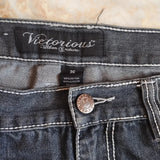 SHOPMOCHO Y2K Baggy Denim Jorts White Tribal Embroidery Wide Leg Jean Shorts Gothic Hip Hop Streetwear
