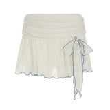 Shopmocho Sweet Cute Fabric Polka Dot Print Women Mini Skirts Bow Chic All-Match Causal Simple Summer Skirts