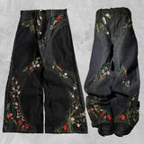 SHOPMOCHO Y2K Floral Baggy Jeans Retro Blossom Embroidery Streamlined Unisex Streetwear Gothic High Street Oversized Wide Leg Men Pants