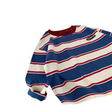 SHOPMOCHO 2025 Stylish Boys' Striped Sweatshirt  Comfortable Long Sleeve Top for Spring & Autumn Casual Base Layer Shirt