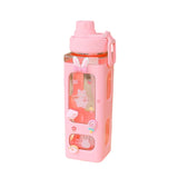 Shopmocho 700ml/900ml Kawaii Shaker Water Bottle With Straw Sticker Cute BPA Free Plastic Tea Milk Portable Gourde Drink Bottle For Girl
