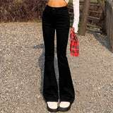 Shopmocho Woman Elastic High Waist Bell Bottom Jeans Female High Street Designer Flare Pants Lady Fashion Blue Black Gothic Denim Trousers