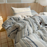 SHOPMOCHO 1pc Korean Cotton Pink Stripes Duvet Cover 150x200 Size Girl's Room housse de couette Skin friendly Breathable Comforter Sets