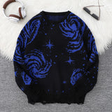 SHOPMOCHONew Trendy Street Style Ripped Abstract Starry Sky Pattern Pullover Ripped Sweater Casual Crew Neck Knitted Men's Pullover
