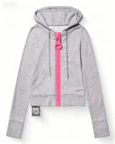 SHOPMOCHO New Y2K American-style women's solid color large zipper loose cropped color-block hoodie fashionable street Harajuku style