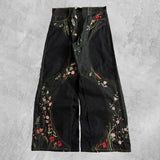 SHOPMOCHO Y2K Floral Baggy Jeans Retro Blossom Embroidery Streamlined Unisex Streetwear Gothic High Street Oversized Wide Leg Men Pants