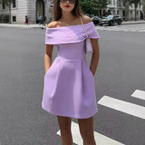 Shopmocho New Fashionable Hot Selling  Spring and Summer New Waistband One Shoulder Dress INS Casual Party Dress for Women