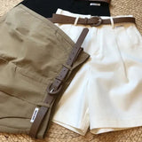 Shopmocho Wide Leg Shorts for Women Summer Thin Cotton A Line Short Pants Office Lady Classic Loose Casual Zipper Women‘s Shorts   high