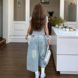 SHOPMOCHO 2025 Summer Sexy Vintage Style Harajuku Blue Jeans Women's Y2K Punk Street Baggy Denim Trouser Casual Mop Calf Length Pants