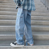 SHOPMOCHO Cargo jeans Men Loose Straight Baggy Men's Jeans Mopping pants hip hop Streetwear Skateboard Neutral denim Wide Leg Denim pants