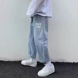 SHOPMOCHO Letter Print Baggy Jeans Women  High Street Vintage Hip Hop High Waisted Jeans Woman Casual Straight Wide Leg Women Jeans