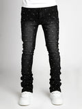 SHOPMOCHO Men's denim fashion personality straight leg men's pants European and American fashion Instagram hot item elastic pearl denim la