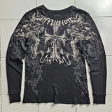 SHOPMOCHO Gothic Southpole Long Sleeve Man Retro Fashion American Skull Print Oversize T-shirt Autumn Sun Proof Tops