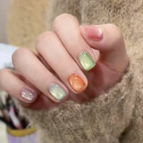 Shopmocho 24pcs Detachable Short Press on Nails Y2k rhinestone False Nails with Glue Ballet Sweet Cool Girls Artificial False Nails Tips