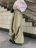 SHOPMOCHO American Baggy Parachute Pants Women Summer High Waist Oversized Cargo Trousers Y2K Loose Streetwear Folds All Match Pants Mujer