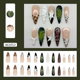 SHOPMOCHO 24pcs Y2k Almond Fashion Fake Nails Moon Star Style Swan Pattern Sweet Cool Press On Nails Full Cover Detachable False Nail