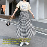 SHOPMOCHO-Casual Vintage Women Skirt Matching Chic Lady's White Skirt Sweet Girl's Cake Skirt Elastic Waist A-Line Mid Length Flare Skirt