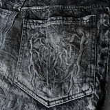 Shopmocho Gothic Retro Oversized Baggy Fit Unisex Mopping Pants Y2K Phantom Jeans High Street Spider Embroidered Patch Hip Hop Streetwear