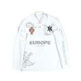 SHOPMOCHO Retro Long Sleeve Polo Shirt Y2k Casual Loose Letter Pattern Embroidery T Shirts Street Sweatshirt Men Cotton Jersey Lapel Golf