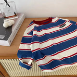 SHOPMOCHO 2025 Stylish Boys' Striped Sweatshirt  Comfortable Long Sleeve Top for Spring & Autumn Casual Base Layer Shirt