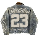 SHOPMOCHO  American Retro Jacket Y2K Clothes Men Women Hip Hop Letter Stitching Embroidery Washed Oversized Jackets Casual Coats Streetwear