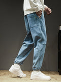 SHOPMOCHO Spring Summer Men's Cargo Jeans Slight Stretch Cotton Denim Jogger Pants Black Blue Streetwear Baggy Jeans
