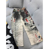 SHOPMOCHO Apricot Women's Jeans Hip-hop Fashion Vintage Streetwear Y2K Wide Leg Straight Jean High Waist Trouser Classic Baggy Denim Pants