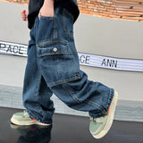 Shopmocho Teen Boys Jeans 2025 New Spring Autumn Pants Children's Straight Trousers Teenager Wide-legged Cargo Pants Kids Loose Clothes