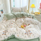 SHOPMOCHO Ins-style Class A ultra-soft double-layer yarn washed cotton 4-piece set, cute quilt cover, student dormitory single and double