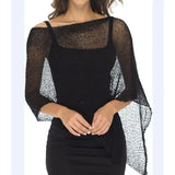 Shopmocho Combhasaki Women Knitwear Bikini Cover-up See-through Solid Off Shoulder Irregular Triangle Hem Loose Pullover Summer Beach Tops